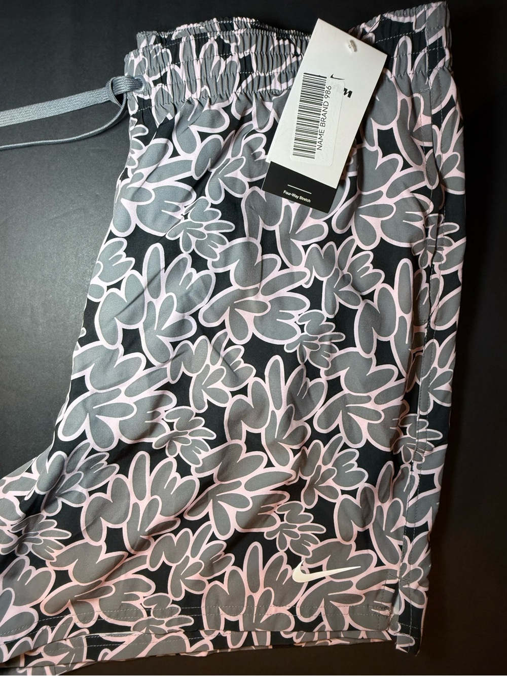 Nike Men’s Black Swim Trunks with Pink & Gray Floral Print